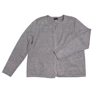 Ann Taylor Factory Gray Metallic Open Front Cardigan Sweater XL